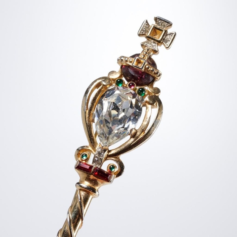 Crown Trifari Alfred Philippe Scepter Brooch Queen Elizabeth Coronation Series - Picture 2 of 7
